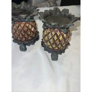 Vintage Set of 2 Pineapple Tropical Candleholders So Cute Unique